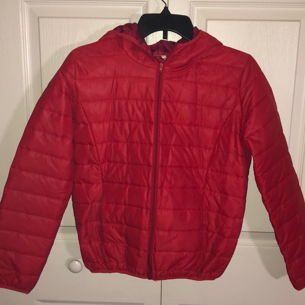 Red Puffer Bomber Jacket
